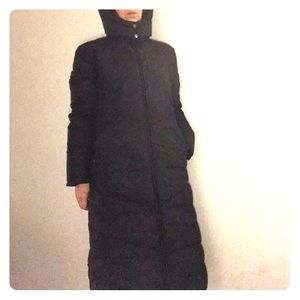 Searle long quilted black winter puffer coat